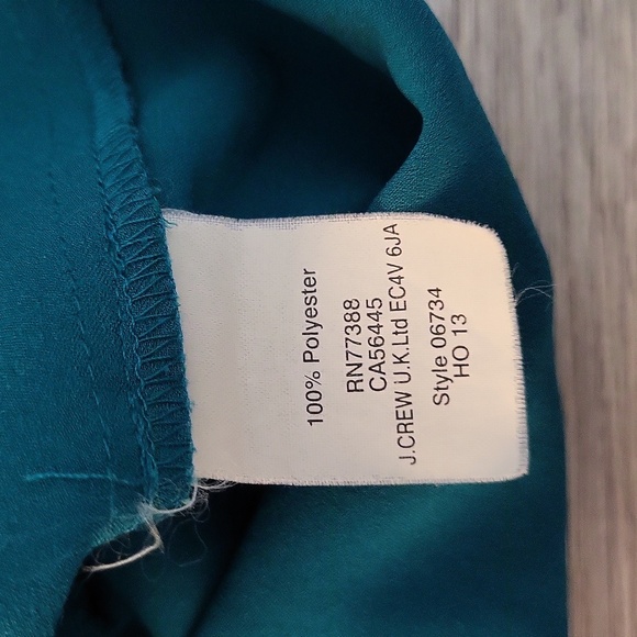 J Crew Womens Small Blouse Teal Pleated Neckline Keyhole Back Long Sleeve Flowy - Picture 3 of 8